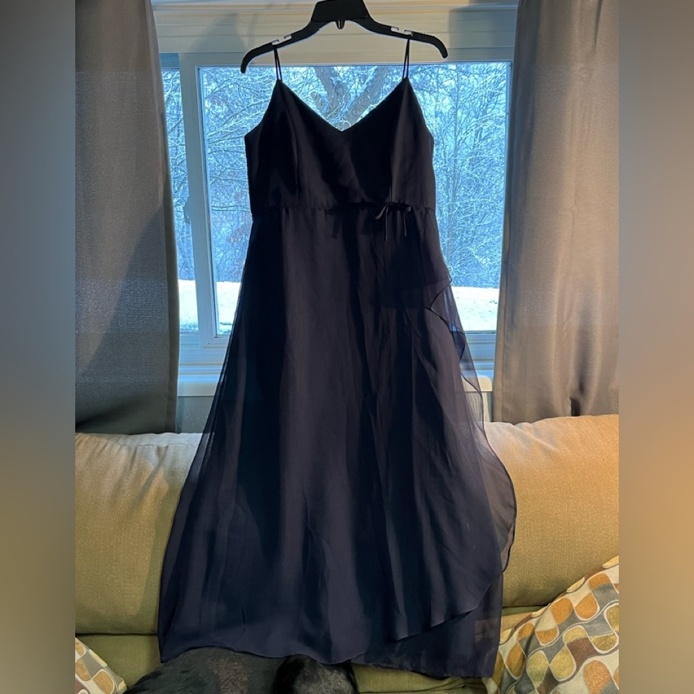 Joanie G navy blue spaghetti strap chiffon skirt dress 12